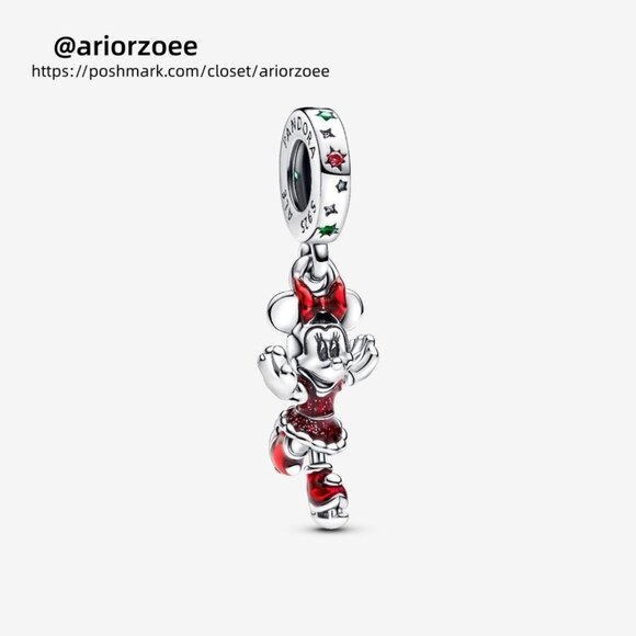 Pandora Minnie Mouse Ice Skating Dangle Charm - Picture 1 of 2